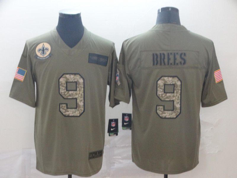 Men New Orleans Saints #9 Brees Nike 2019 Olive Camo Salute to Service Limited NFL Jerseys